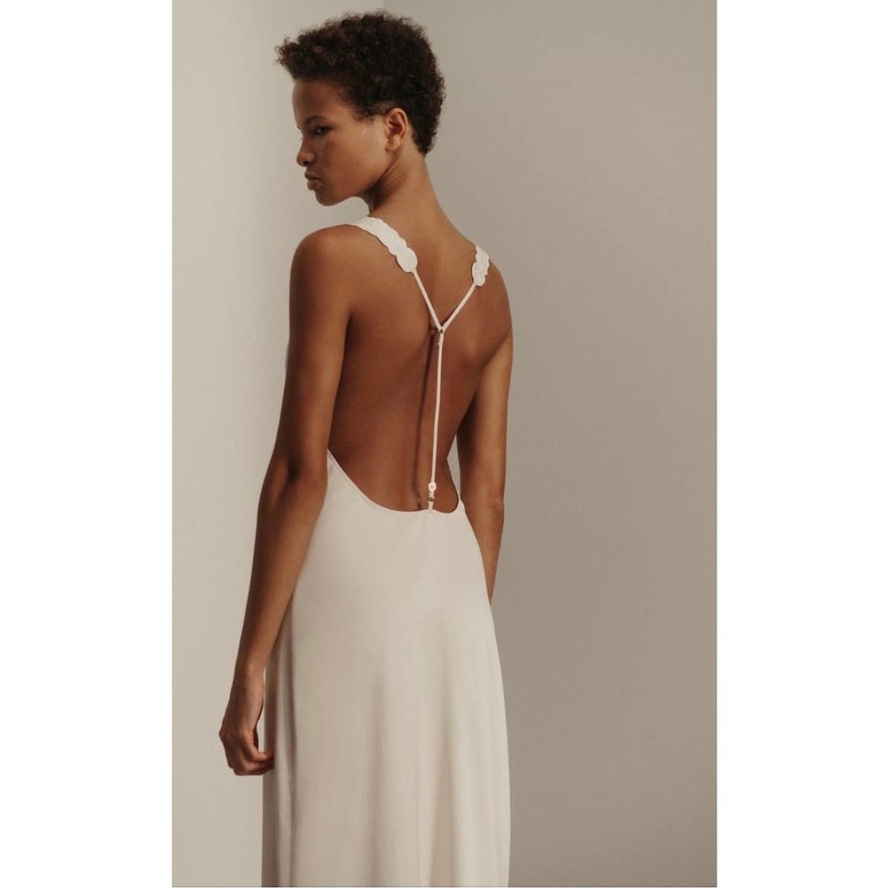 NWT Zara Embroidered Satin Effect Dress, Medium